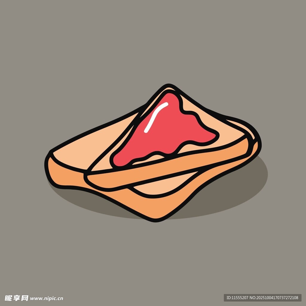 两片涂果酱的卡通吐司