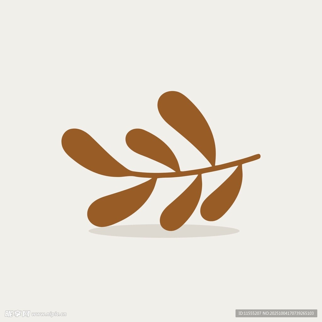 简约棕色枝叶图标