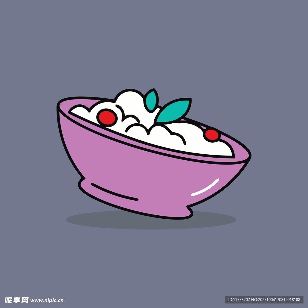 紫色碗中的美味食物