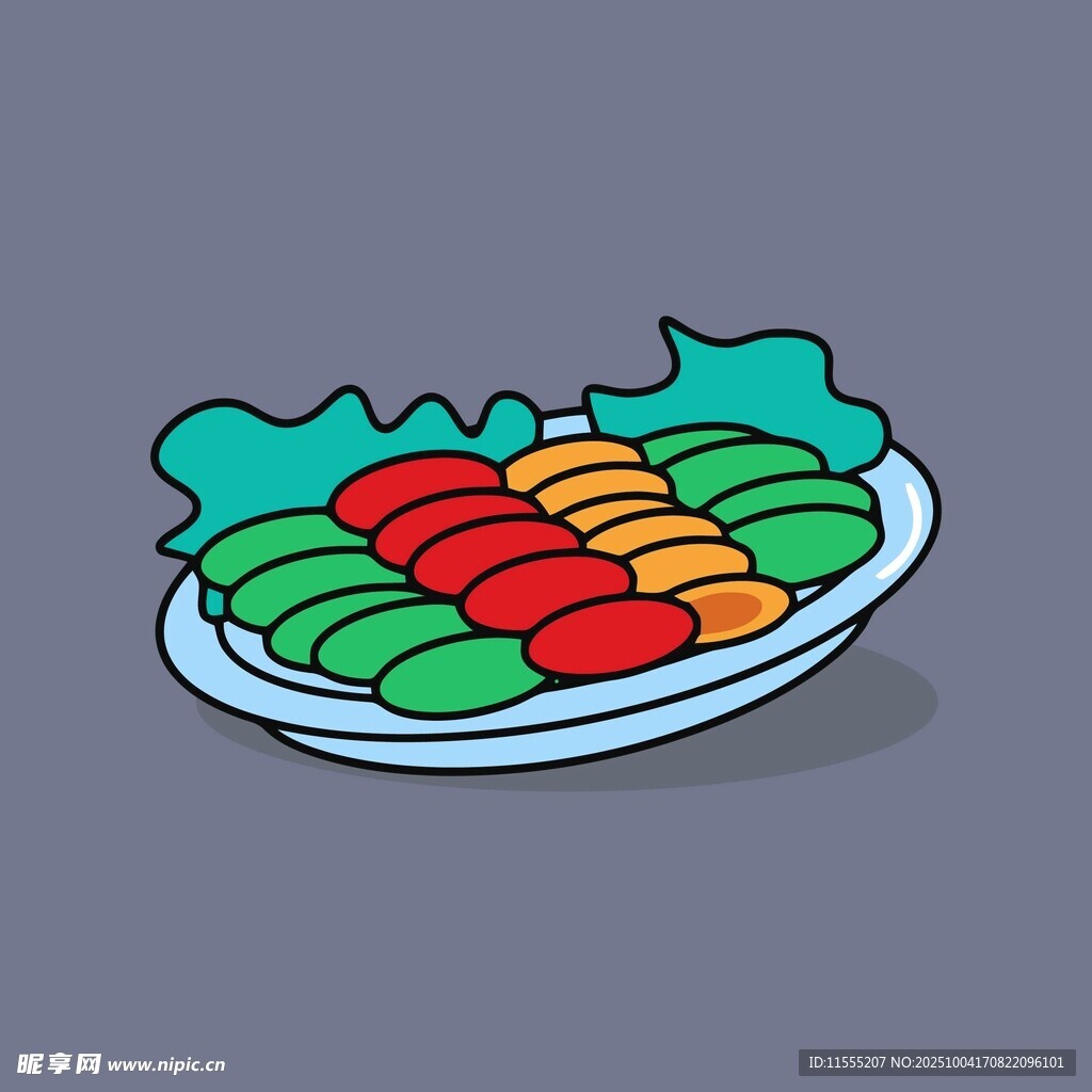 卡通风格多彩蔬菜拼盘