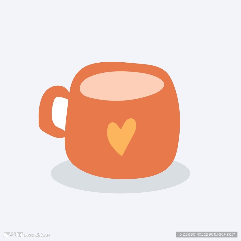 橙色爱心马克杯