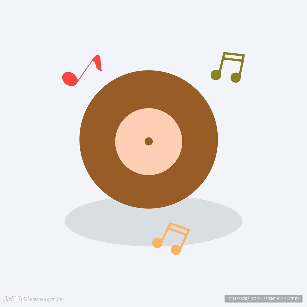 复古唱片与音符的音乐画面