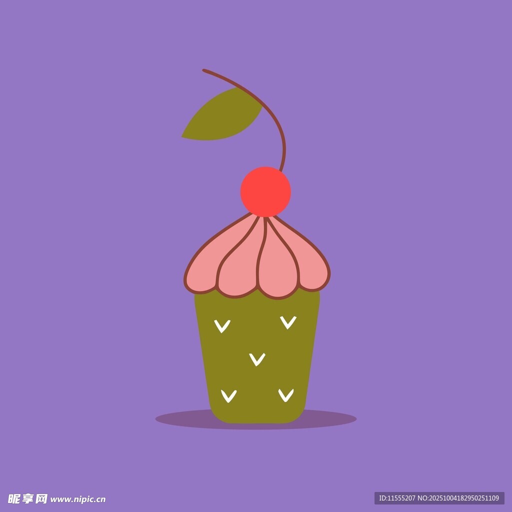 可爱樱桃纸杯蛋糕插画