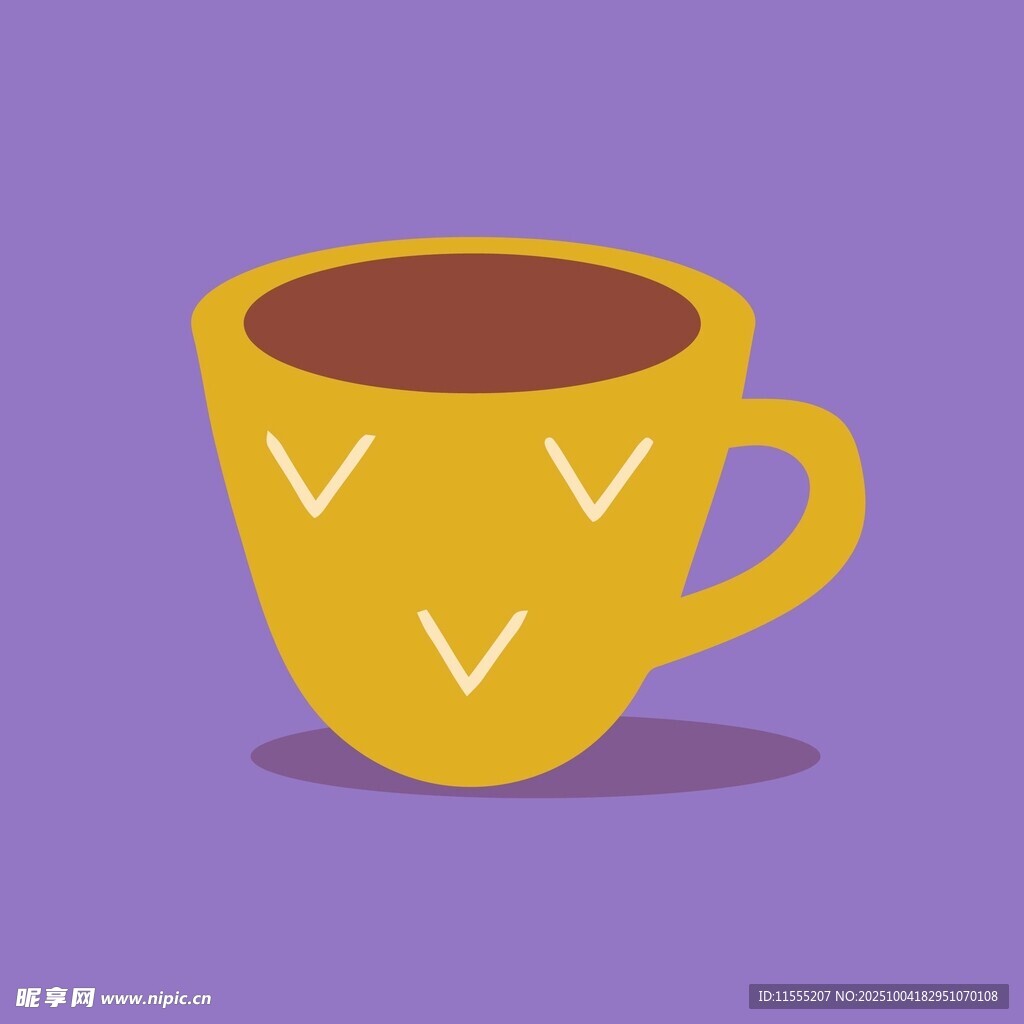 黄色笑脸咖啡杯插画