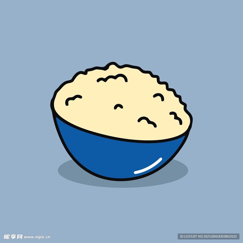 蓝色碗里的蓬松食物