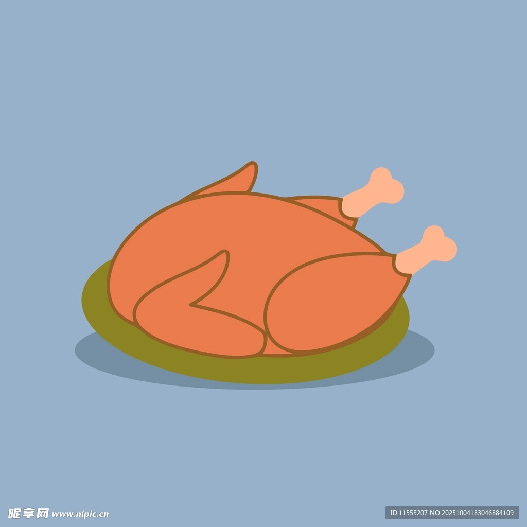 卡通烤鸡插画