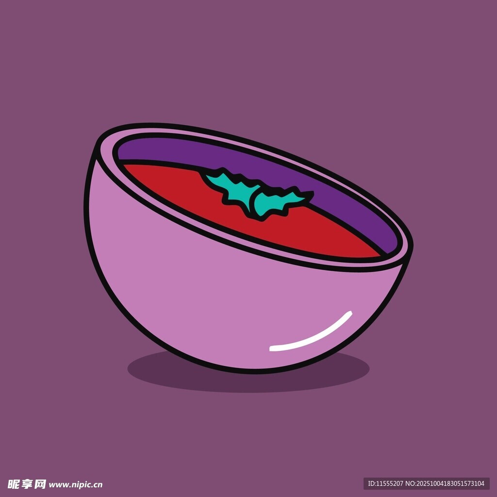 紫色碗中盛着红色液体