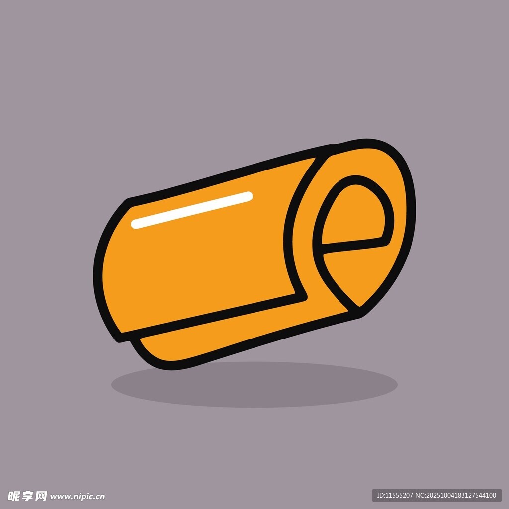 卡通风格橙色卷筒物品