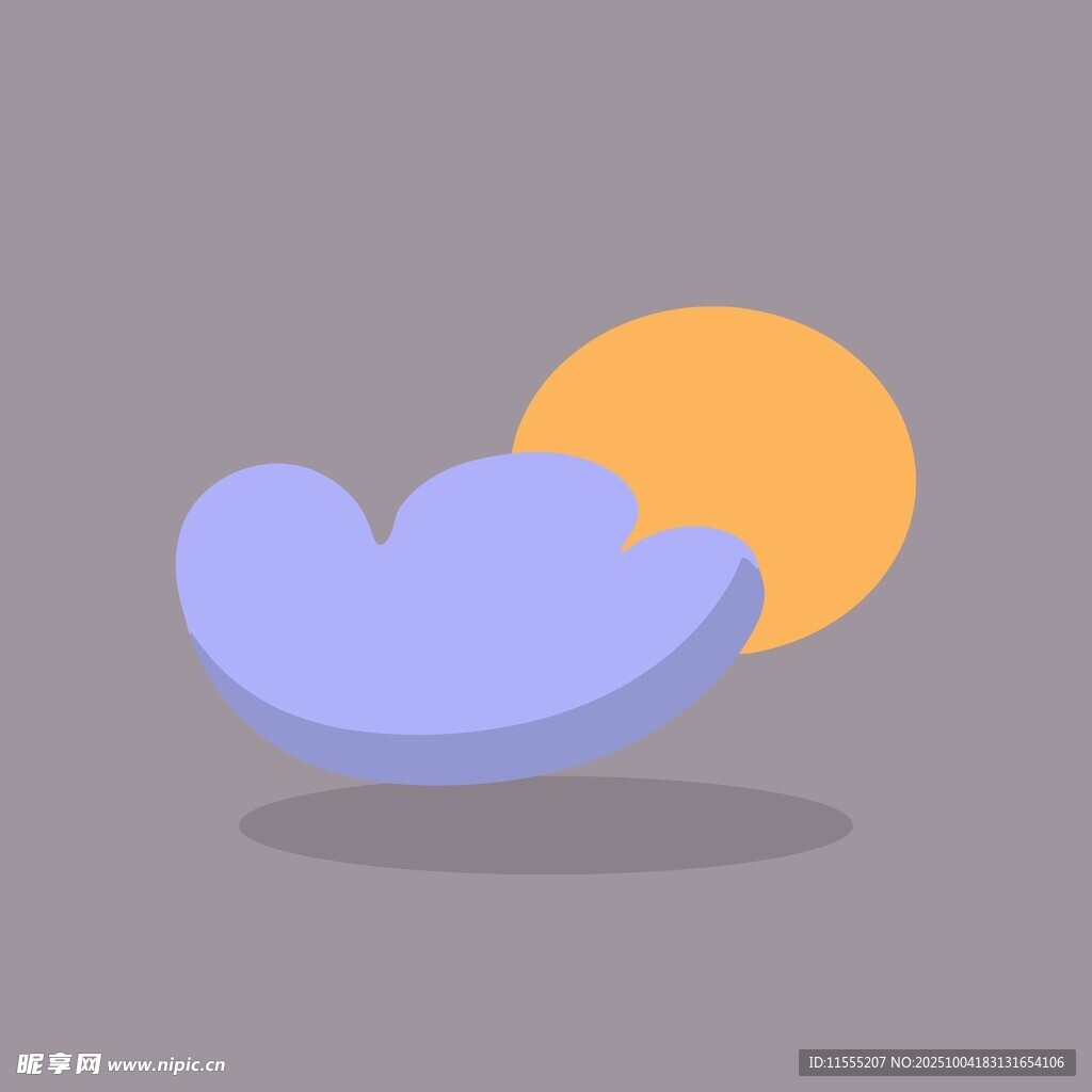 云朵与太阳的简约插画