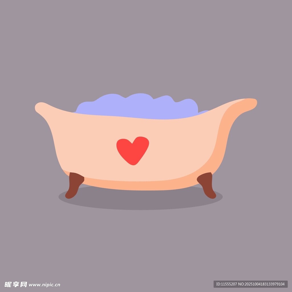 爱心图案的可爱浴缸