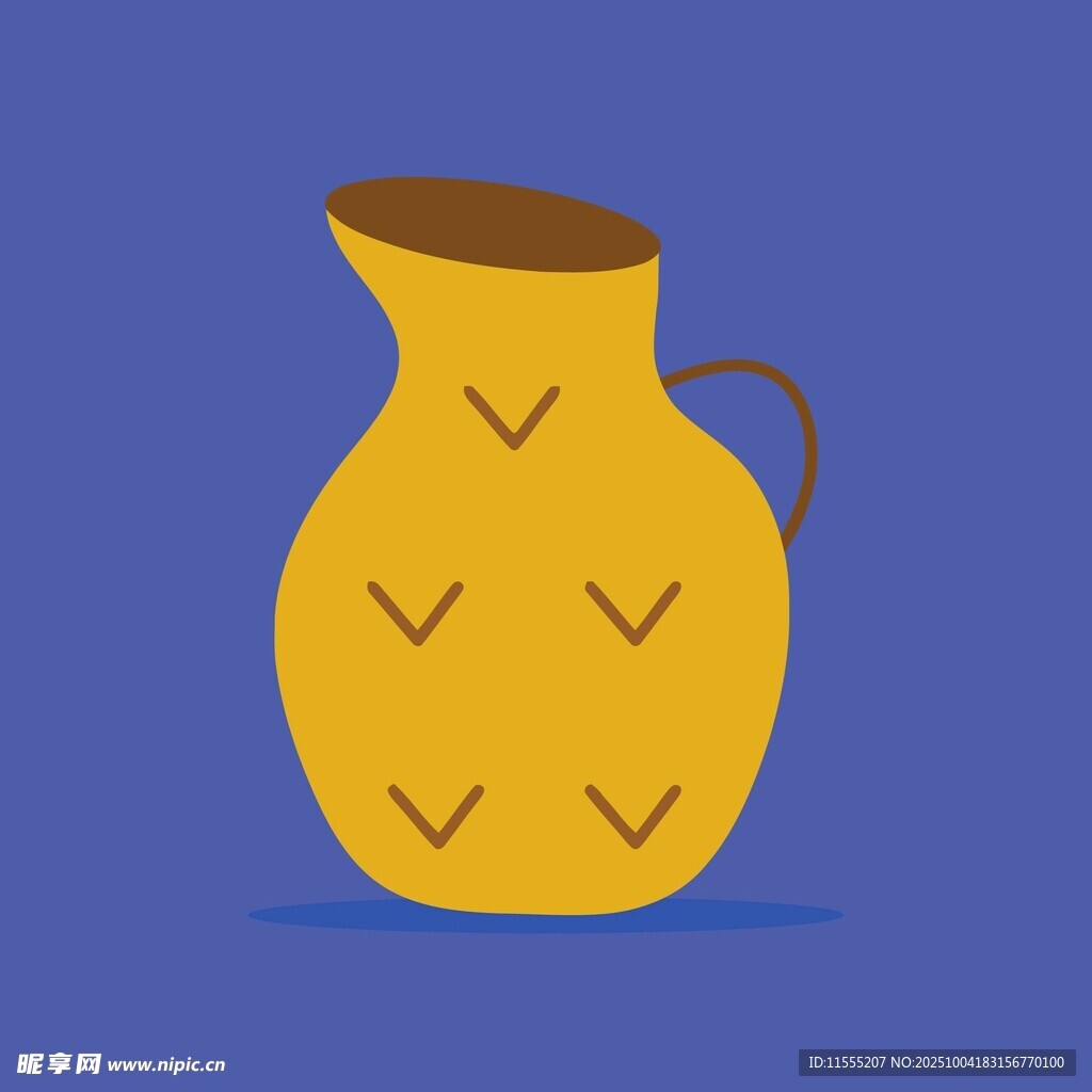 黄色陶罐插画