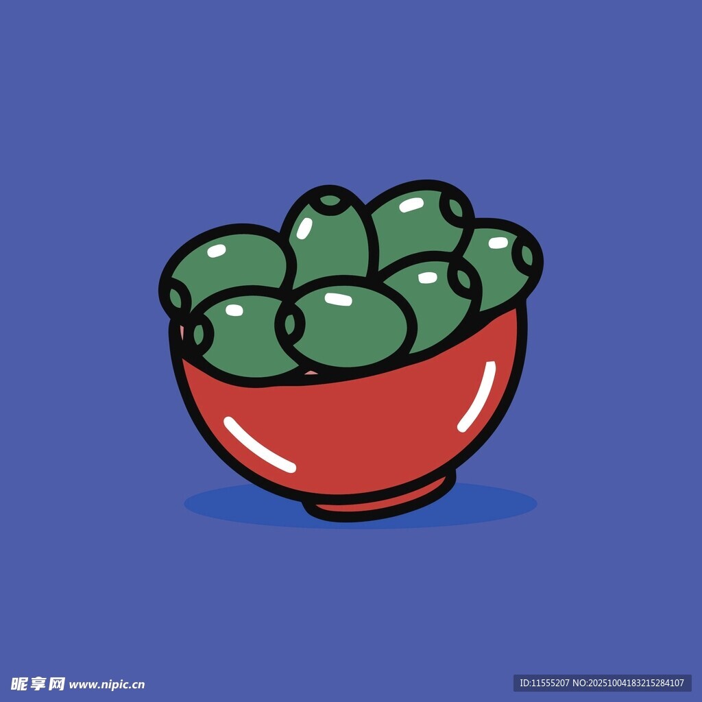 红碗中的绿橄榄