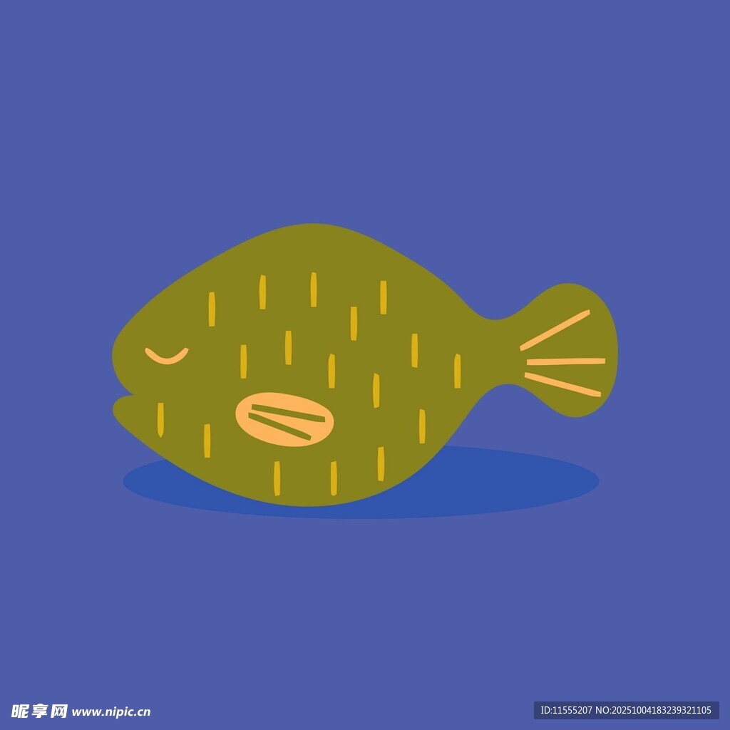 卡通绿色小鱼插画