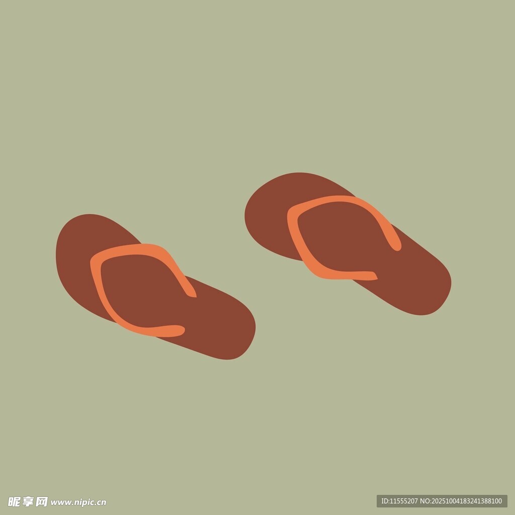 简约风格的棕色人字拖