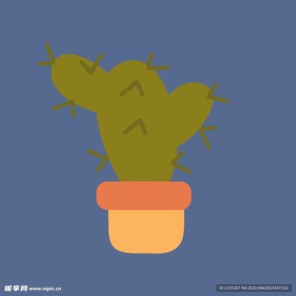 盆栽仙人掌插画