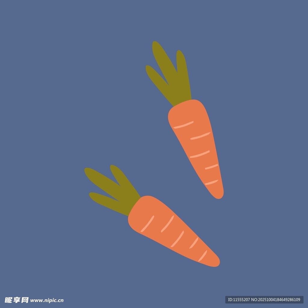蓝色背景上的两根胡萝卜