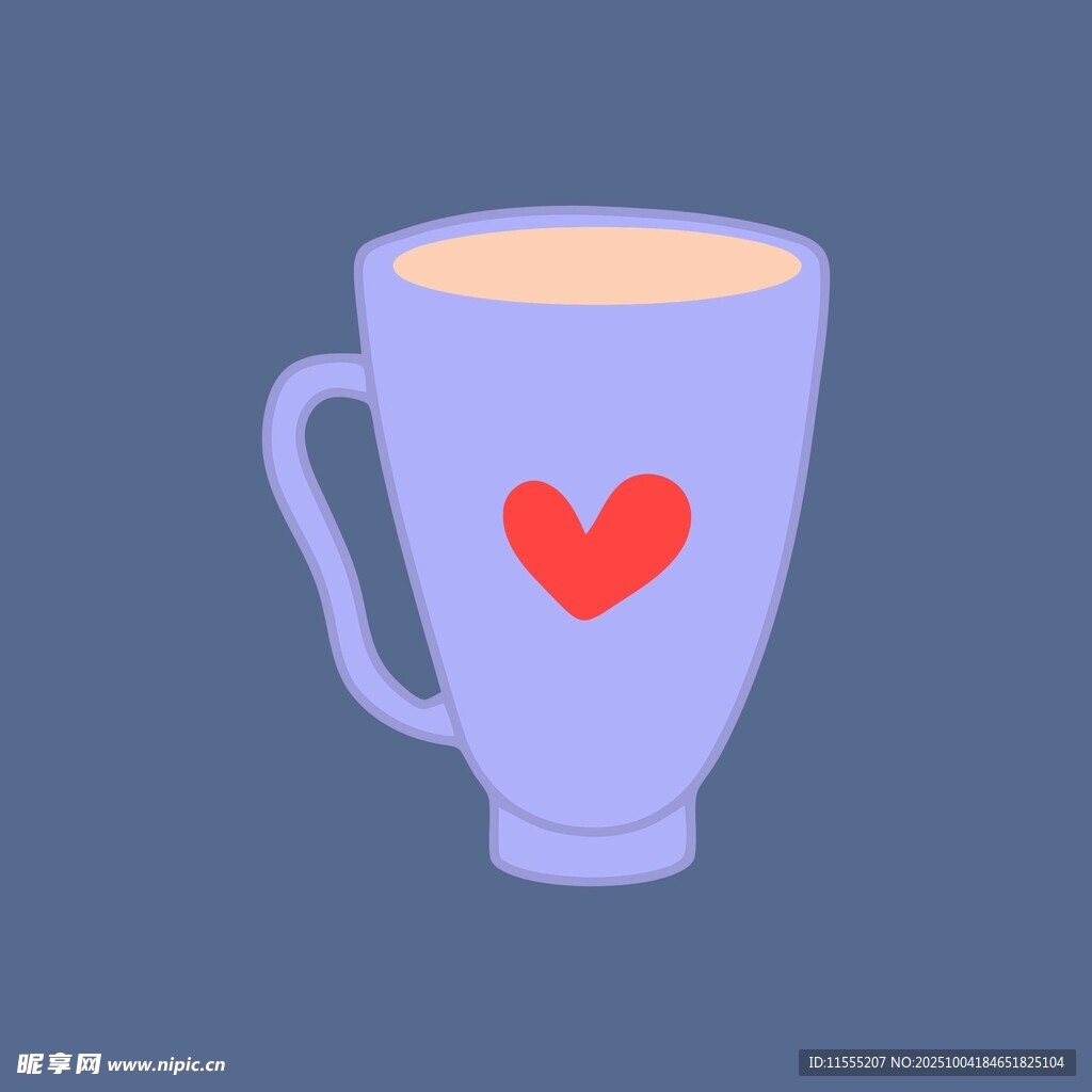 爱心图案的紫色咖啡杯