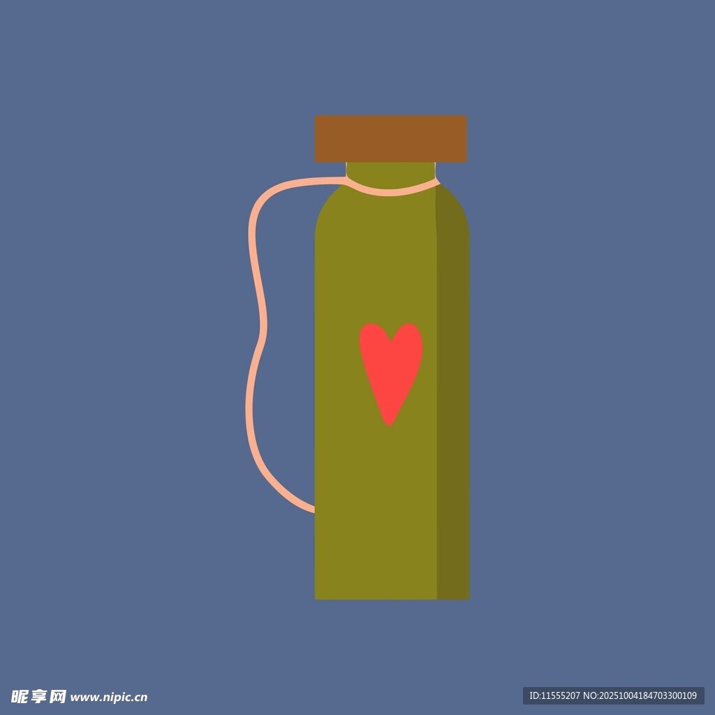 绿色爱心图案的便携水瓶