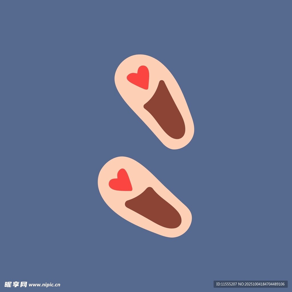 爱心图案的可爱小拖鞋