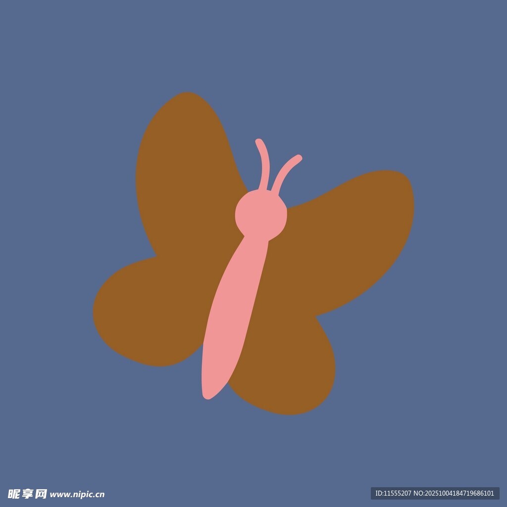 蓝色背景上的简约蝴蝶图案