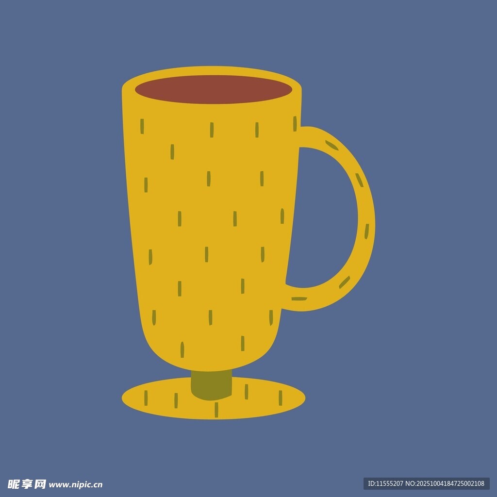 黄色带点花纹的咖啡杯