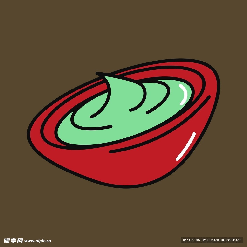 红色碗中的绿色糊状食物