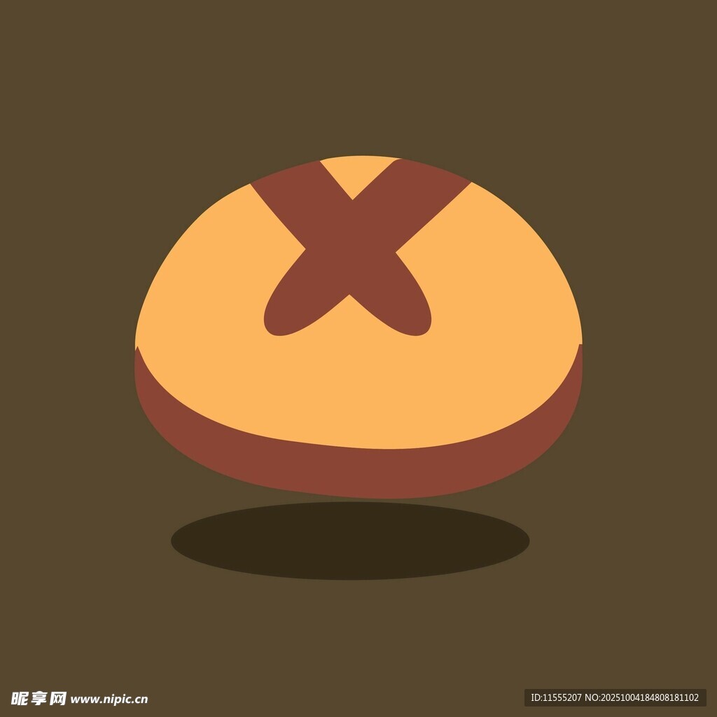 卡通风格十字花纹面包