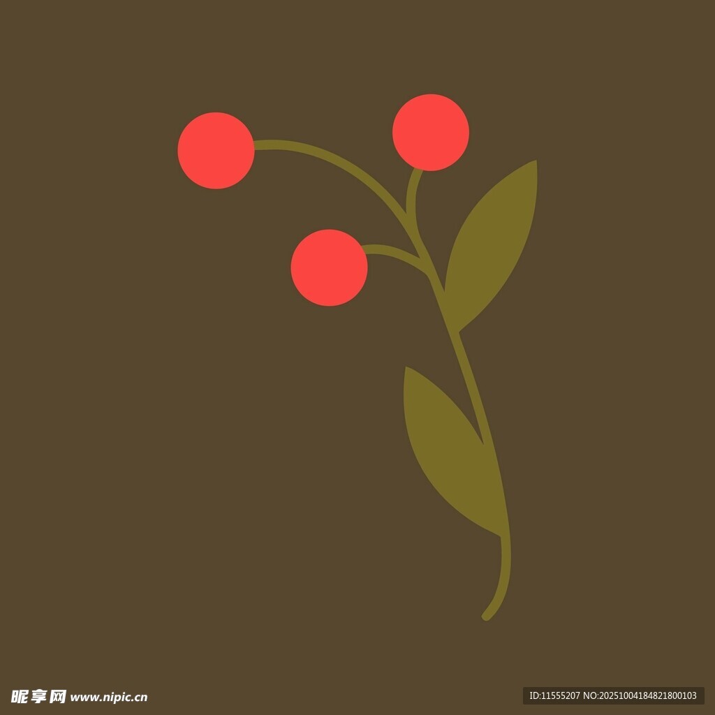 红色浆果植物插画