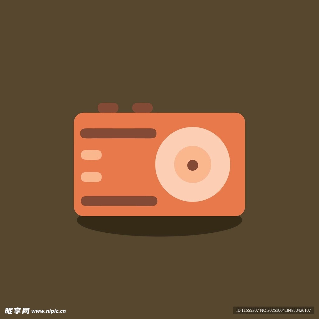 复古橙色录音机图标