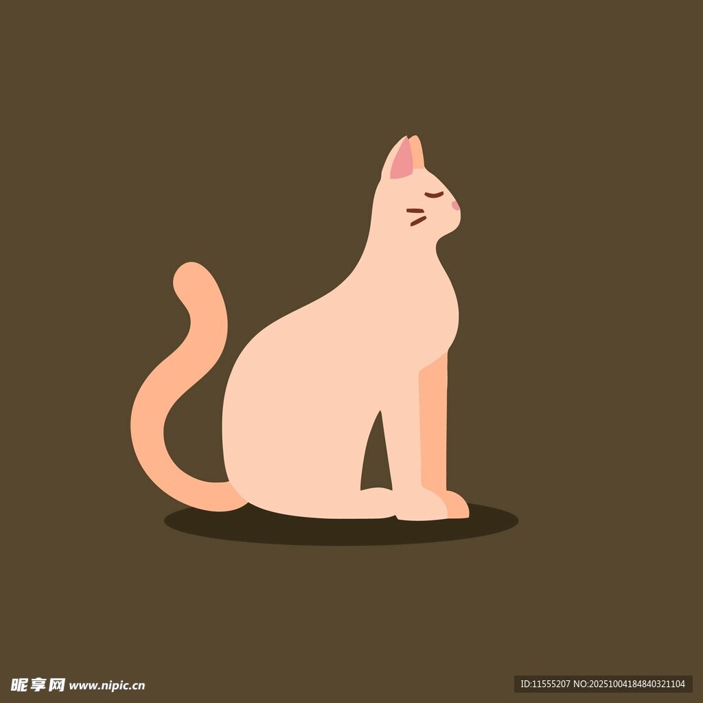 坐着的可爱粉色猫咪