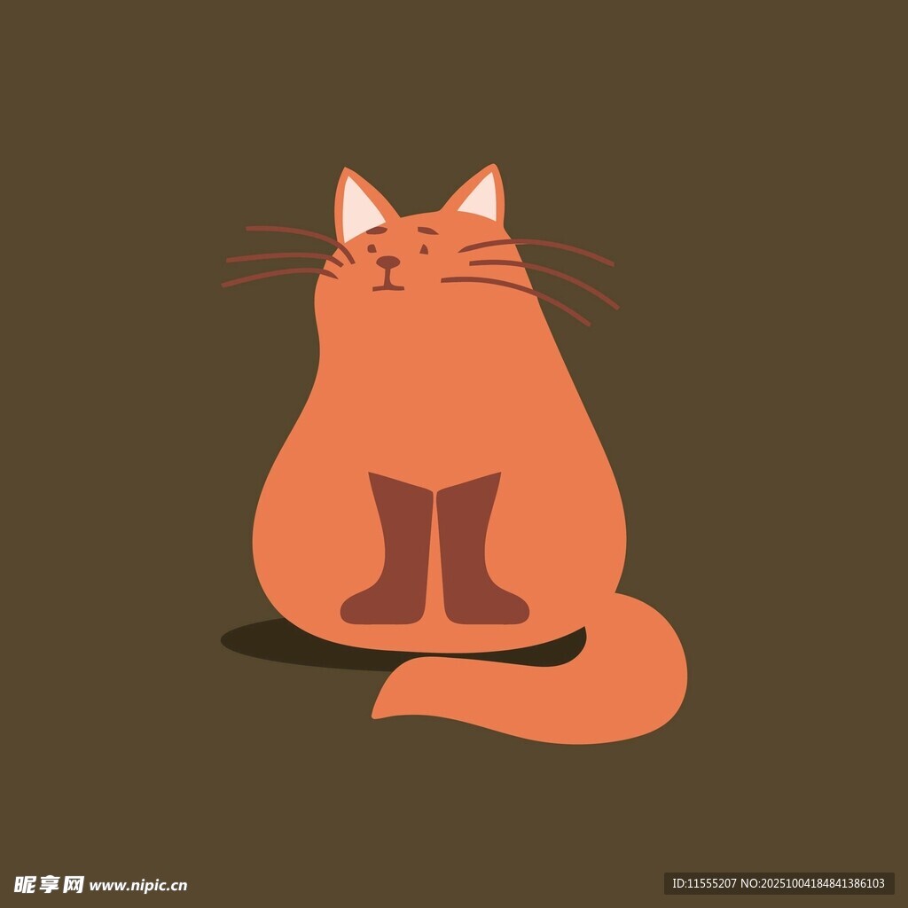 坐着的橘色卡通猫咪