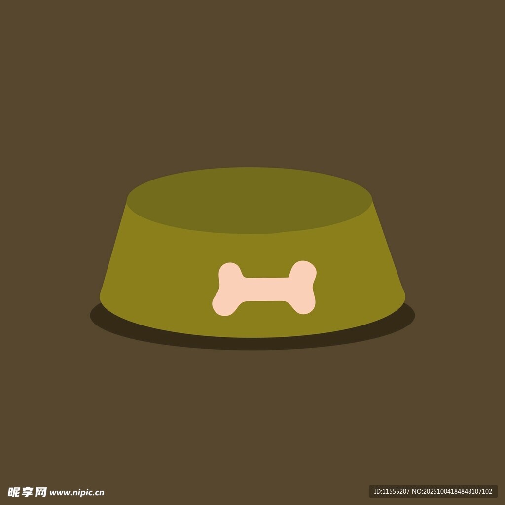 绿色宠物狗碗带骨头图案