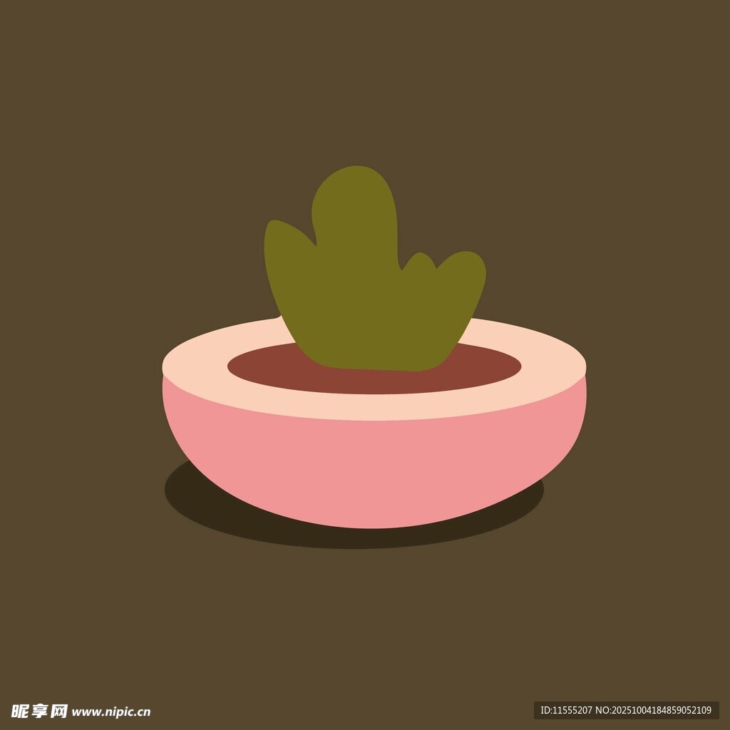 粉色花盆中的绿色仙人掌