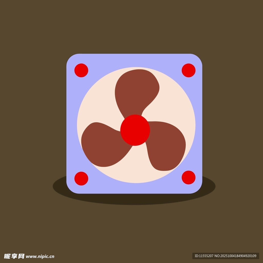 卡通风格方形小风扇图标