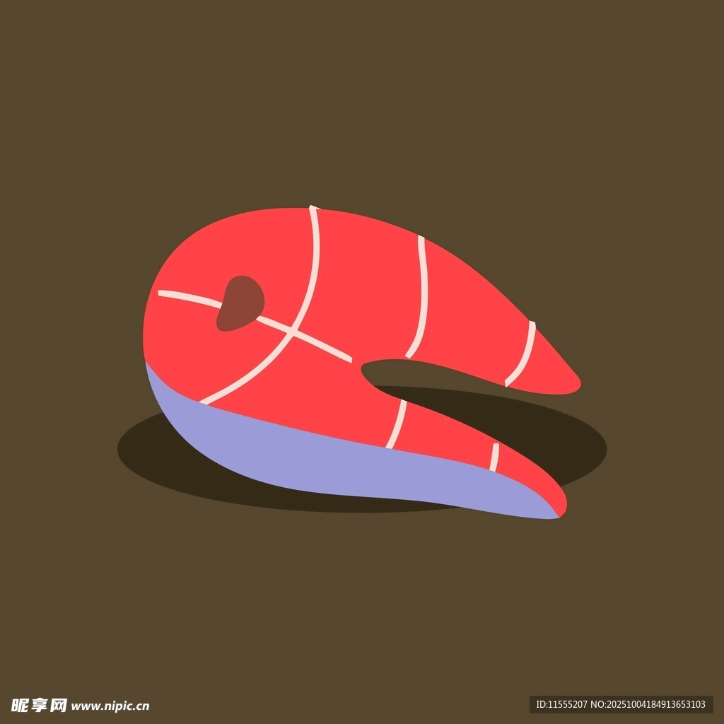 卡通风格红色鱼肉插画