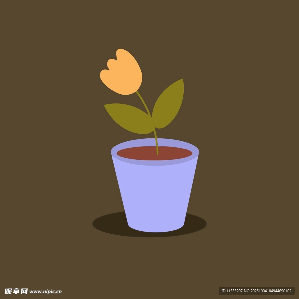 紫色花盆中的黄色花朵