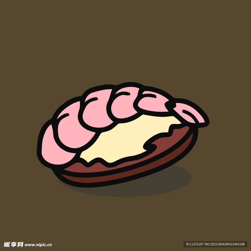 卡通风格的粉色贝壳食物