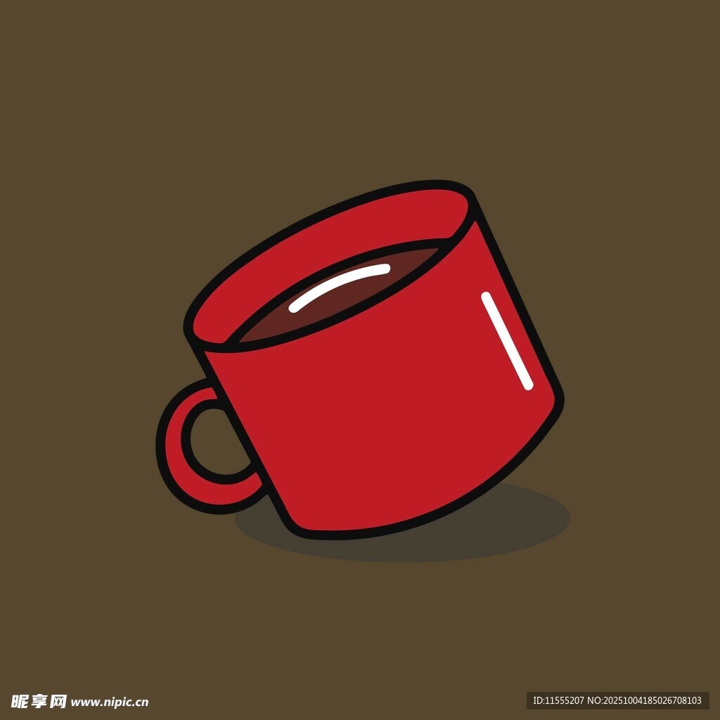 红色倾斜咖啡杯插画