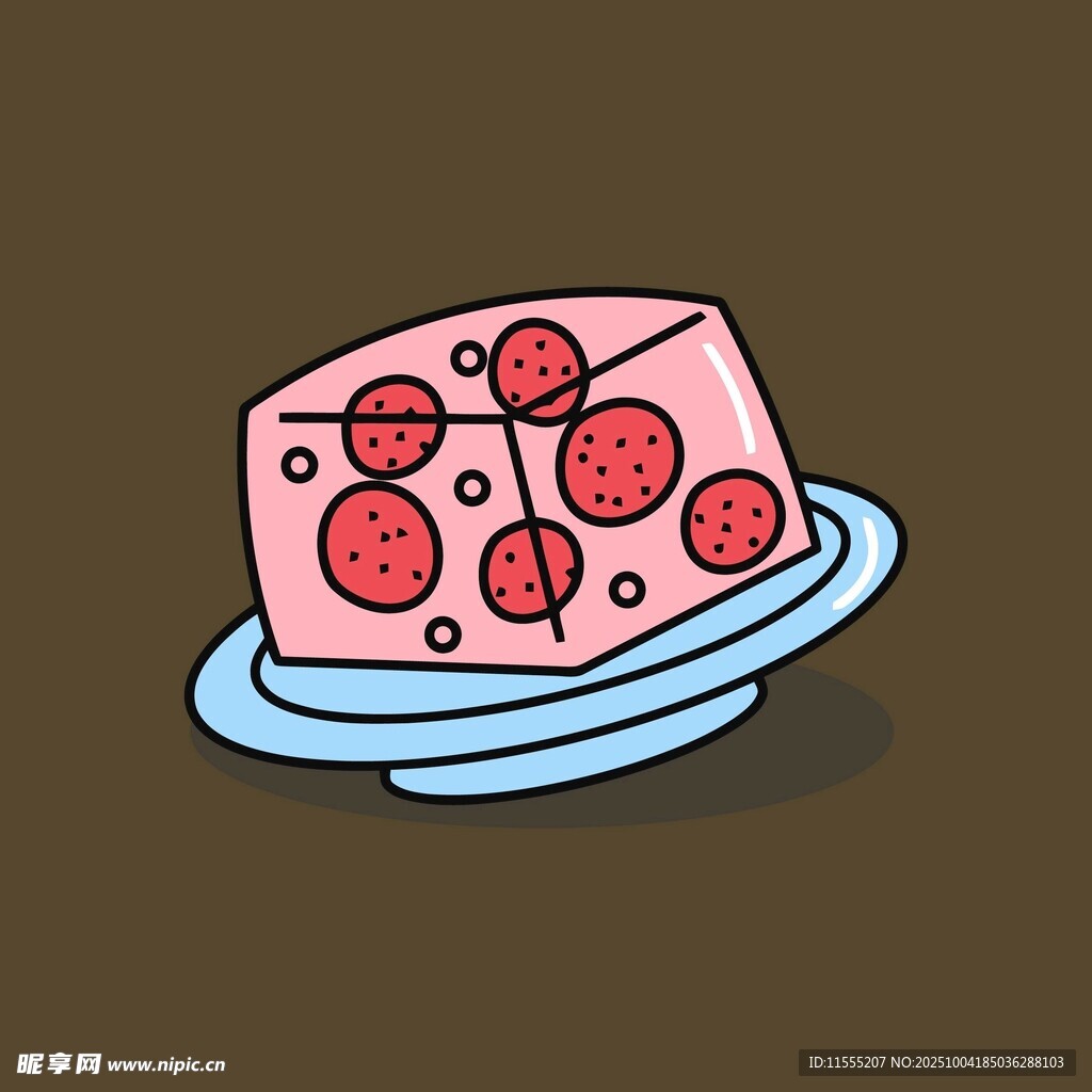 草莓果冻甜点插画