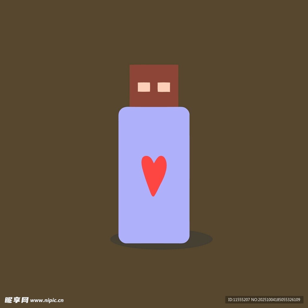 带爱心图案的紫色U盘