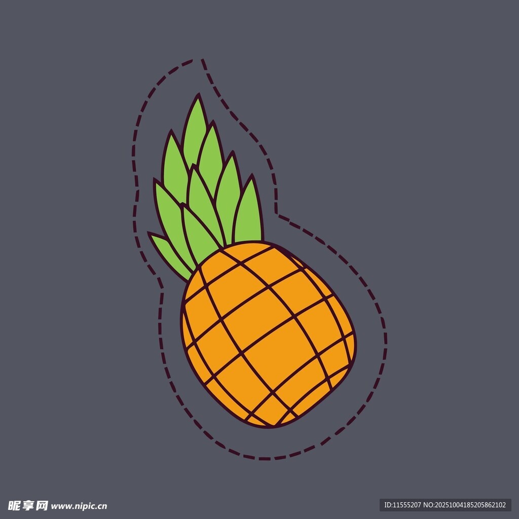 刺绣风菠萝图案设计