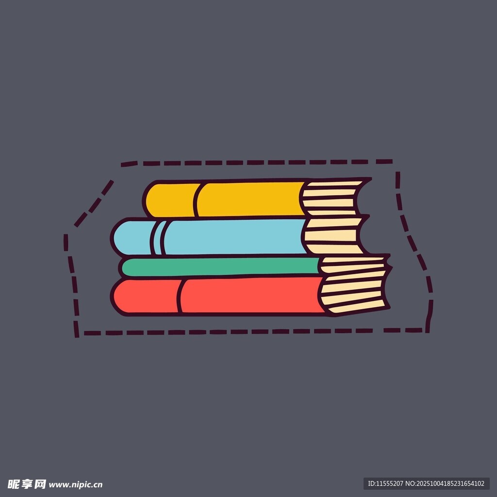 堆叠的多彩书籍插画