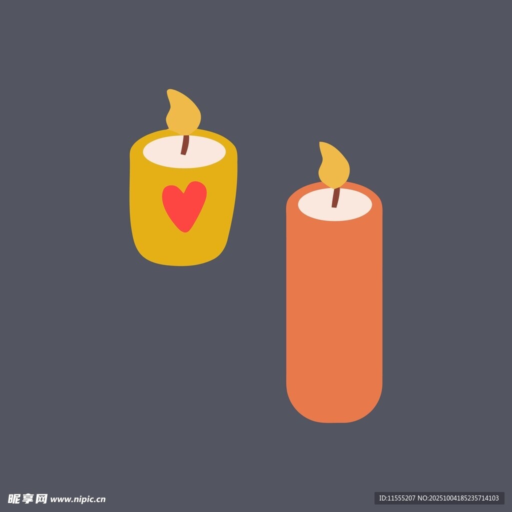 可爱心形蜡烛与普通蜡烛