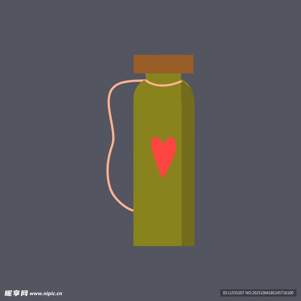 绿色爱心图案便携水瓶