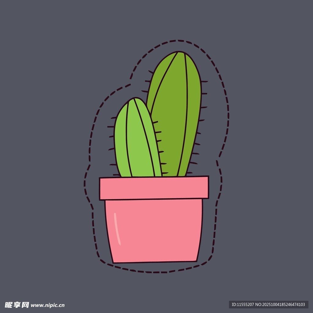 粉色花盆中的绿色仙人掌