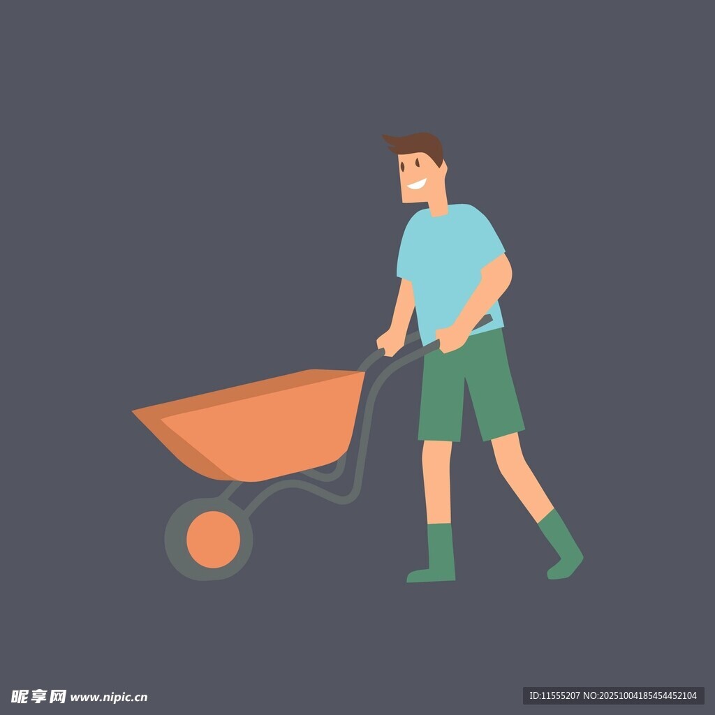 推独轮车的工人