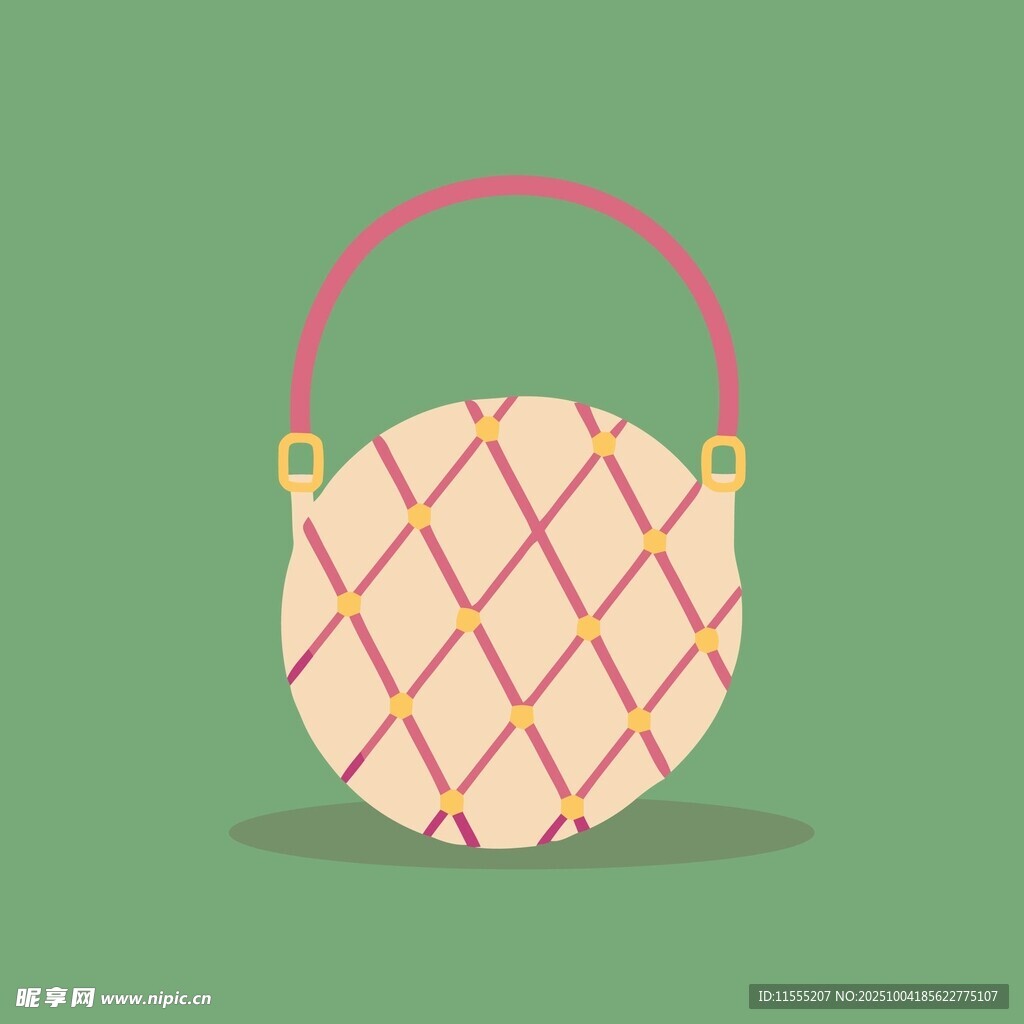 圆形菱格纹手提包