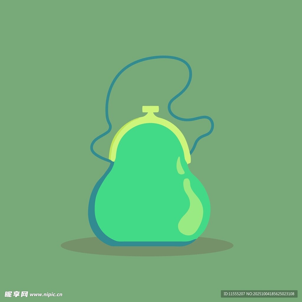 绿色复古手提包插画