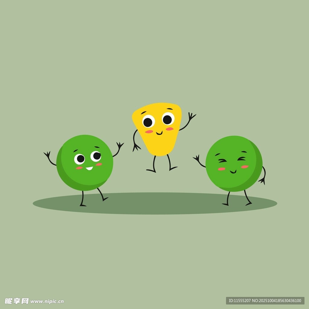 三个表情各异的卡通圆球