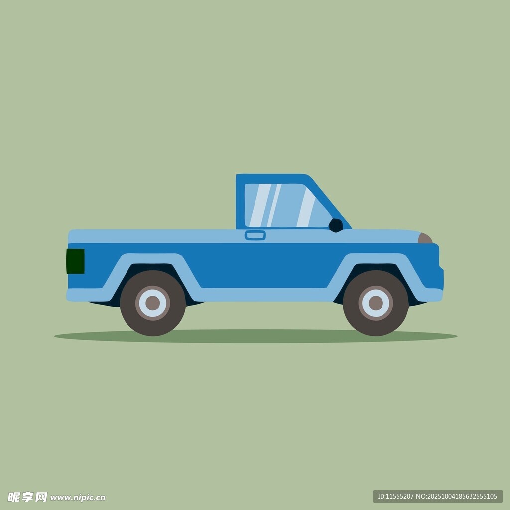 蓝色卡通风格载货小卡车